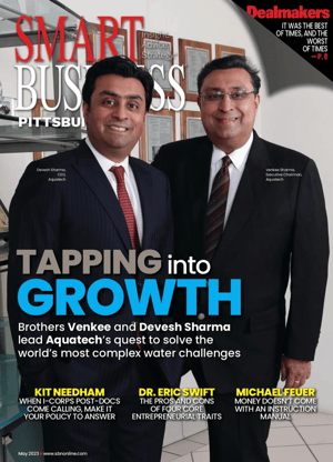 Venkee and Devesh Sharma on the cover of Smart Business Pittsburgh Magazine.